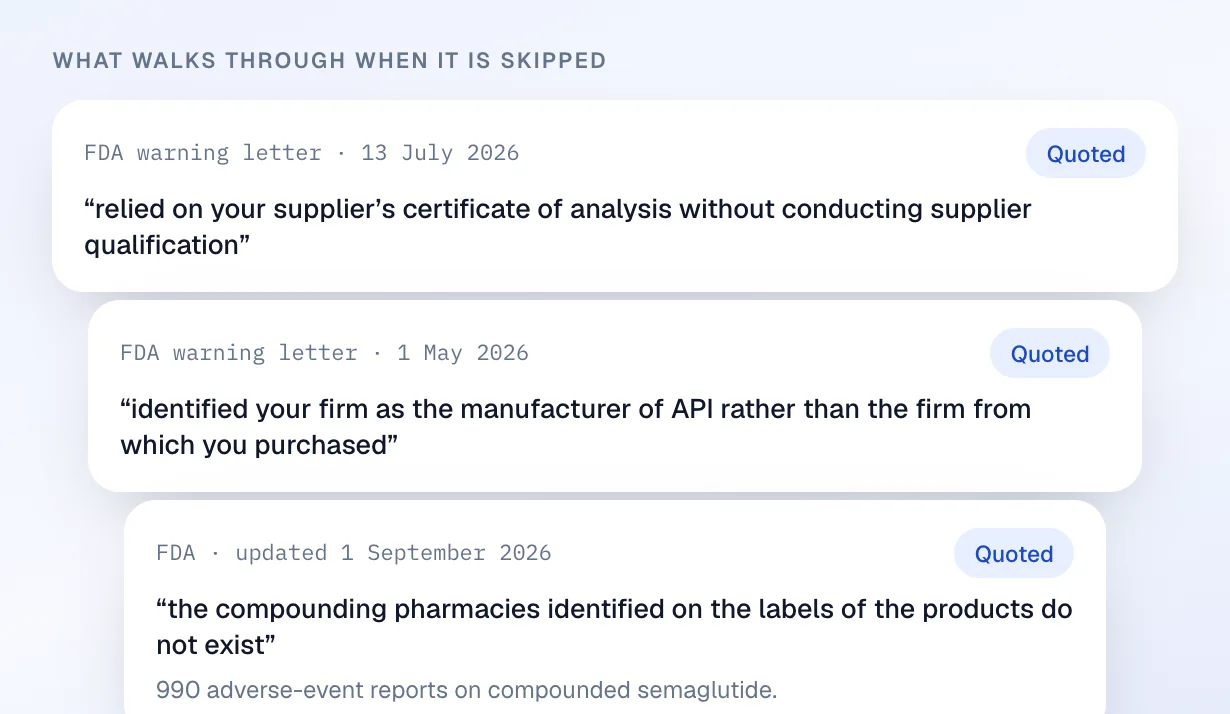 Three FDA quotations from 2026