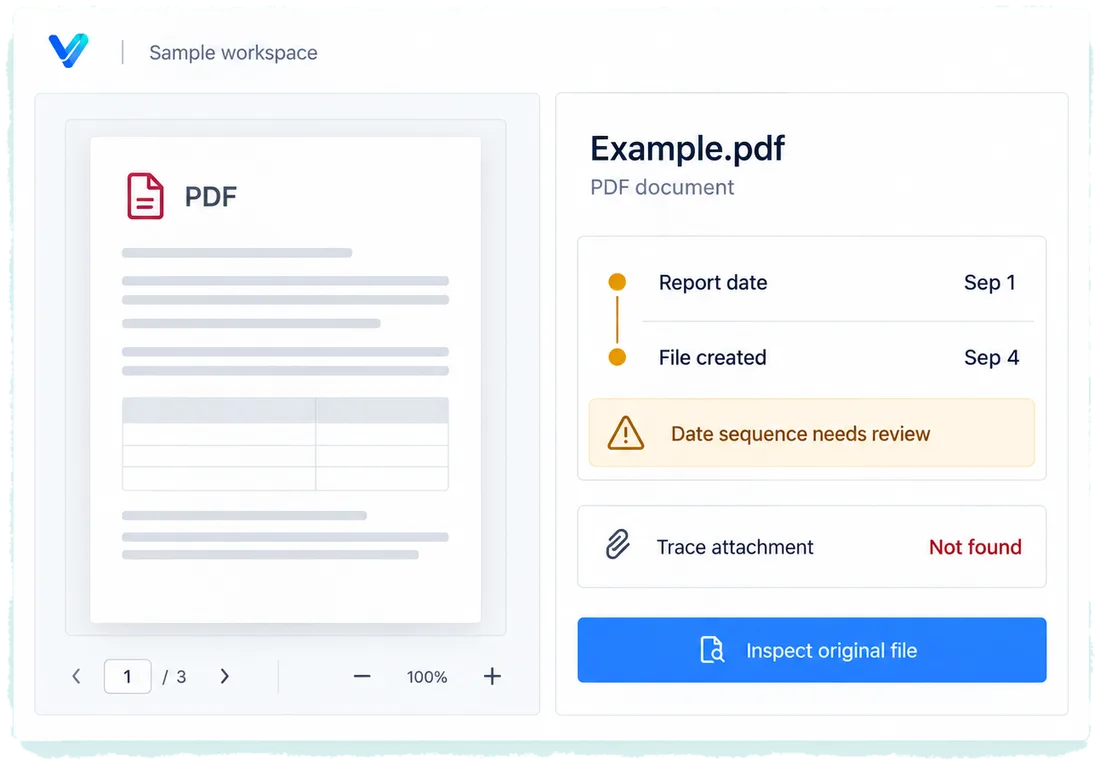 Checked against the file itself: a designed view of the Veritura workspace
